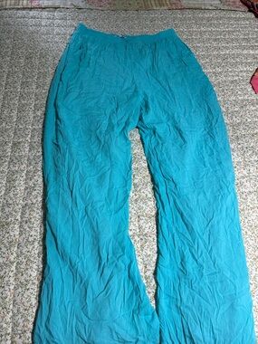 Fashion Nova Turquoise Elastic Waist Wide Leg Pants